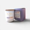 KAIA Fragrances candle and packaging on a white background